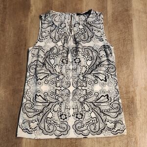 The Limited *Sleeveless Black and White Patterned Blouse.